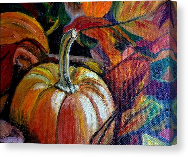Fall Canvas Print featuring the painting Fall and Pumpkins Go Together by Julie Brugh Riffey