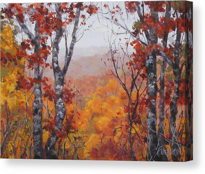 Landscape Canvas Print featuring the painting Fall Color by Karen Ilari