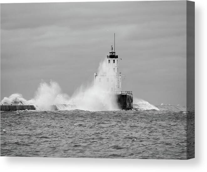 Breakwater Lighthouse Canvas Print featuring the photograph Fall Storm II by Paul Schultz