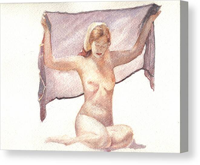 Erotic Canvas Print featuring the painting Figure with Veil by David Ladmore