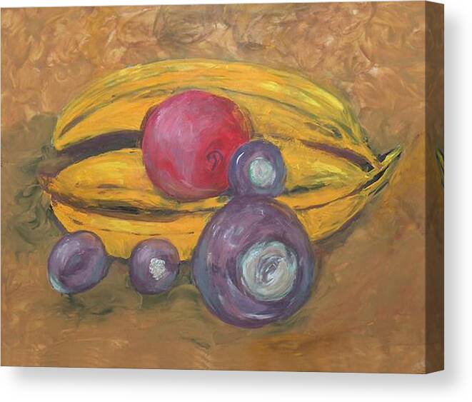Finger Painted Canvas Print featuring the painting Fingerpainted Fruit by Lisa Stanley