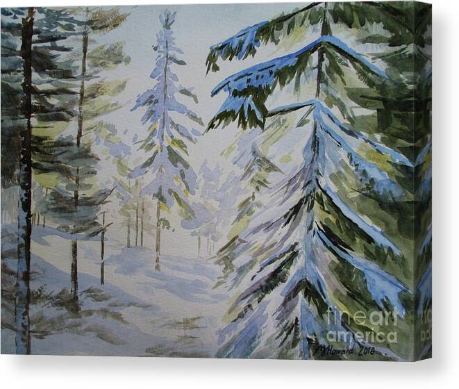 Winter Landscape Canvas Print featuring the painting First Snow and Sunshine by Martin Howard