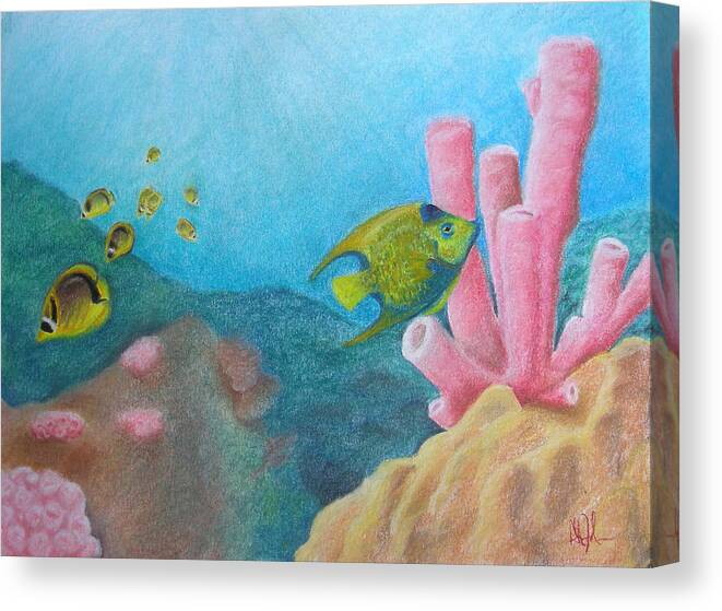 Nature Canvas Print featuring the painting Fish Garden by Adam Johnson