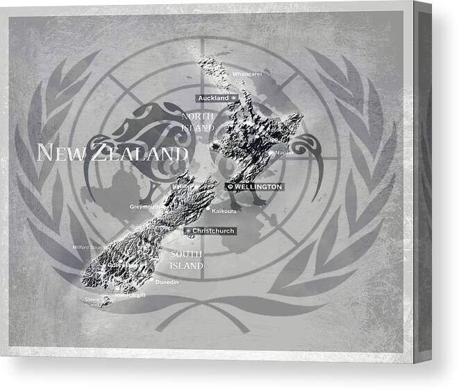 Flat Earth Nz Flag Canvas Print featuring the digital art Flat Earth Flag by Meiers Daniel