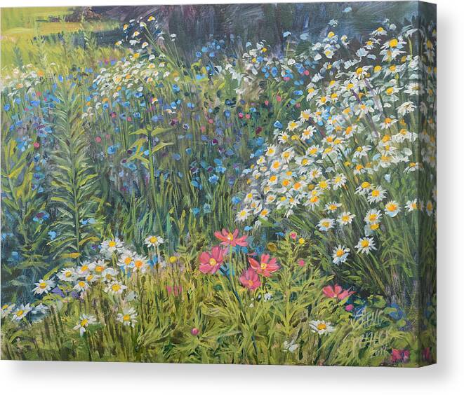 Daisies Canvas Print featuring the painting Bountiful Blooms by Steve Spencer