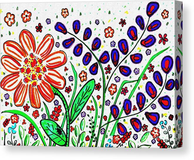 Floral Canvas Print featuring the drawing Flower Joy by Sarah Loft