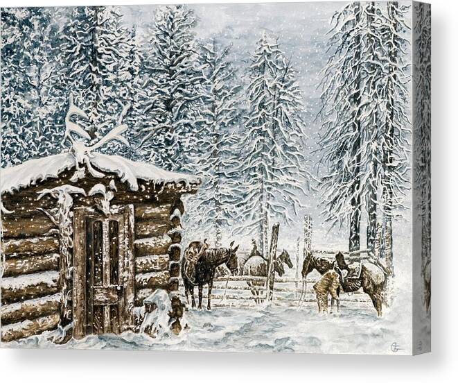 Western Paintings Canvas Print featuring the painting Frozen In Time by Traci Goebel