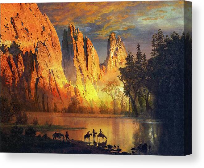 Garden Of The Gods Canvas Print featuring the digital art Garden of the Gods Majesty at Sunset by John Hoffman
