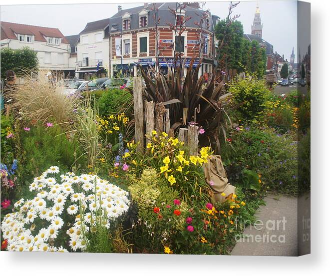 Gardens Canvas Print featuring the photograph Gardens at Albert Train Station in France by Therese Alcorn