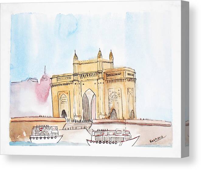 Bombay Canvas Print featuring the painting Gateway of India by Keshava Shukla