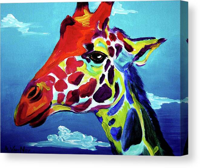 Wild Canvas Print featuring the painting Giraffe - The Air Up There by Dawg Painter