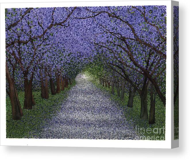 Jacaranda Canvas Print featuring the painting Glade - Jacaranda Trees in Spring by Hilda Wagner