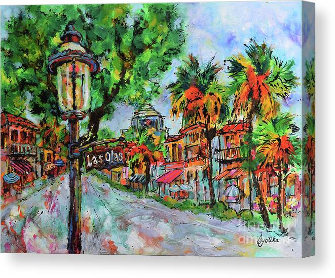 Las Olas Boulevard Canvas Print featuring the painting Glorious Los Olas by Jyotika Shroff