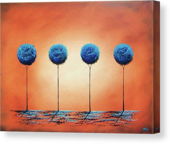 Brown And Blue Canvas Print featuring the painting Good Company by Rachel Bingaman