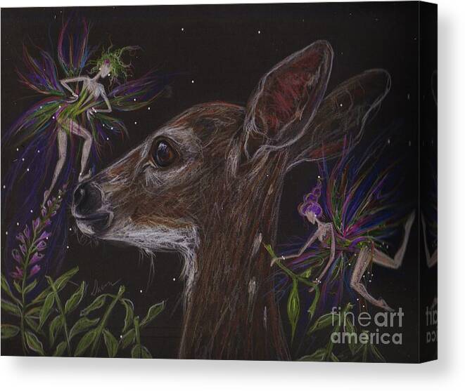 Fawn Canvas Print featuring the drawing Good Thing You Are Cute by Dawn Fairies