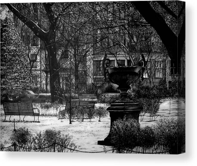 Gramercy Canvas Print featuring the drawing Gramercy Park by Jerry Winick
