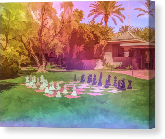 Chess Canvas Print featuring the photograph Graphic Rainbow Chess at the Biltmore by Aimee L Maher ALM GALLERY