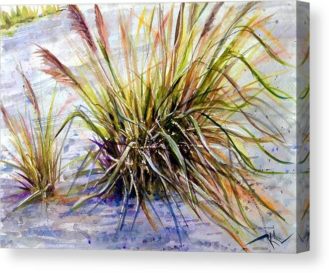 Grass Canvas Print featuring the painting Grass 1 by Katerina Kovatcheva