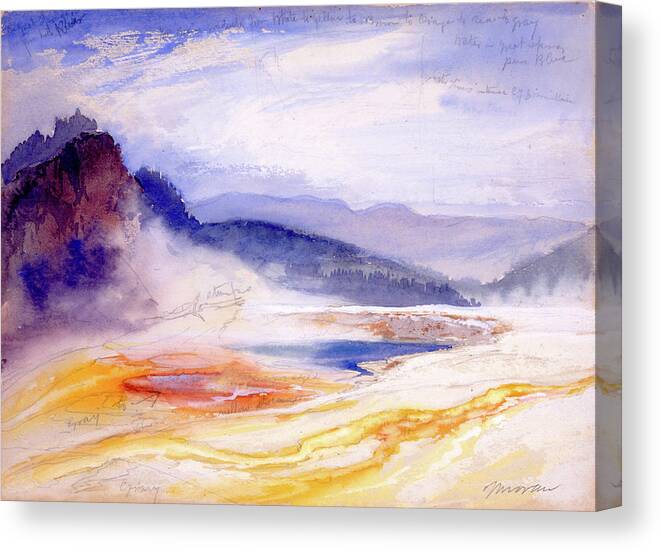 Moran Canvas Print featuring the painting Great Springs of the Fire Hole River by Thomas Moran