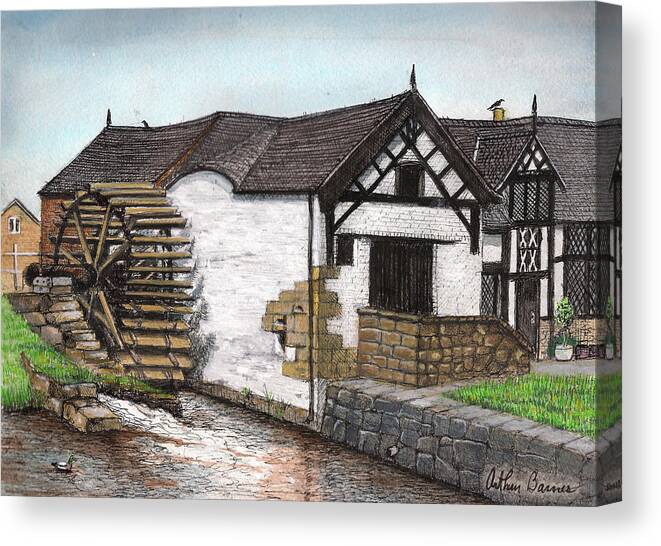 Wales Canvas Print featuring the painting Gresford Mill by Arthur Barnes