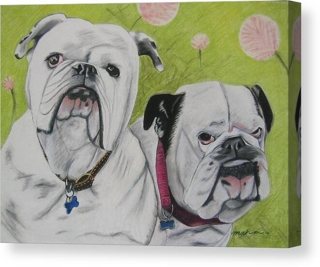 Dog Painting Canvas Print featuring the pastel Gus and Olive by Michelle Hayden-Marsan