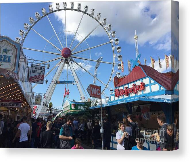Ferris Wheel Canvas Print featuring the photograph Hamburg, Germany Carnival by Suzanne Lorenz
