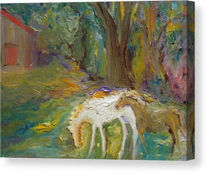 Horses Canvas Print featuring the painting Hanging Out by Susan Esbensen