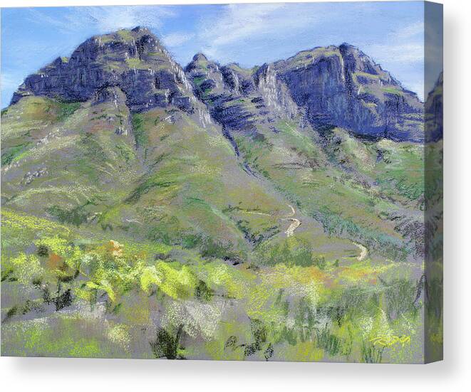 Christopher Reid Canvas Print featuring the pastel Helderberg Plein Air by Christopher Reid