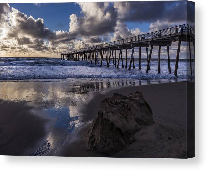 Beach Canvas Print featuring the photograph Hermosa Beach Pier by Ed Clark
