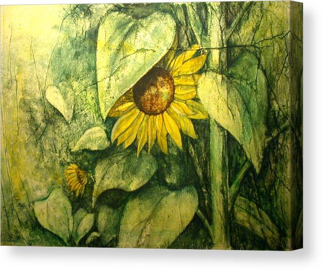 Sunflower Canvas Print featuring the painting Hidden Sunflower by Sandy Clift