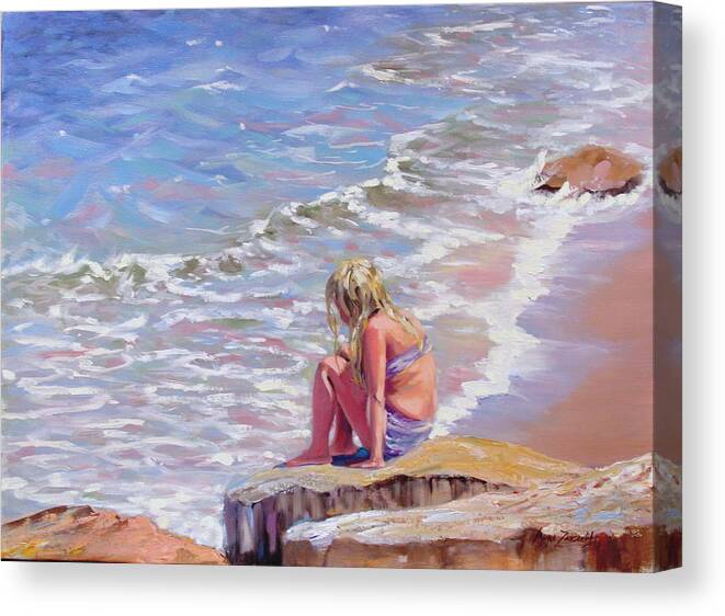 Oil Painting Canvas Print featuring the painting High Tide by Laura Lee Zanghetti