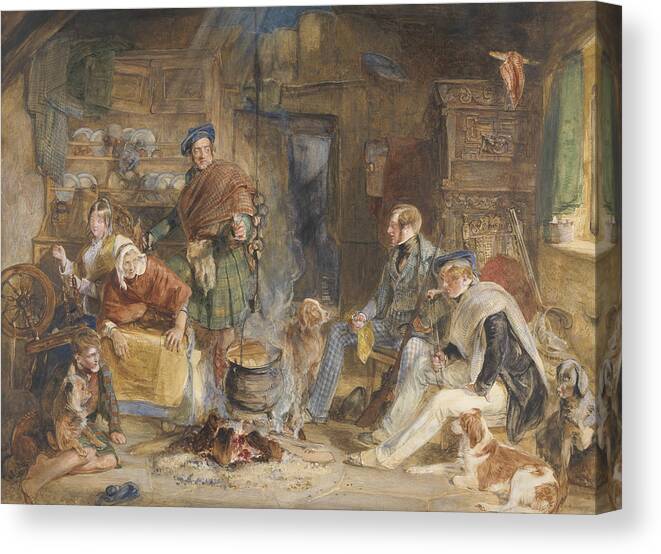 19th Century Art Canvas Print featuring the drawing Highland Hospitality by John Frederick Lewis