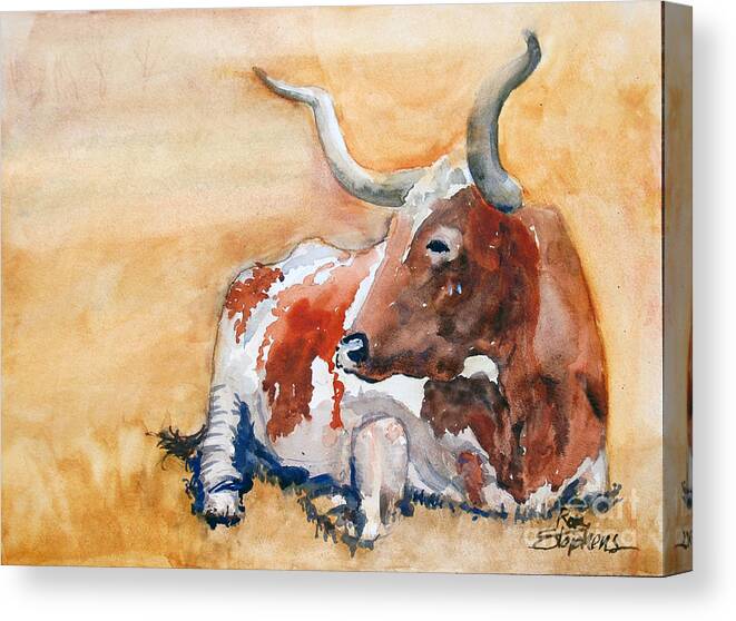 Cow Canvas Print featuring the painting His Majesty by Ron Stephens