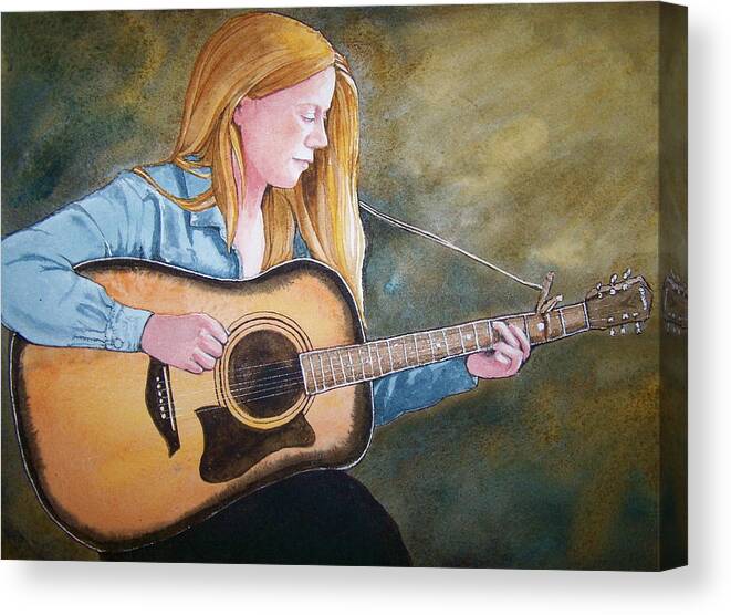 Guitar Canvas Print featuring the painting Holly by Lynn Babineau