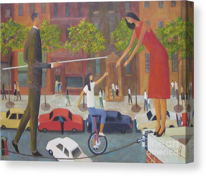 Tightrope Canvas Print featuring the painting Homecoming by Glenn Quist