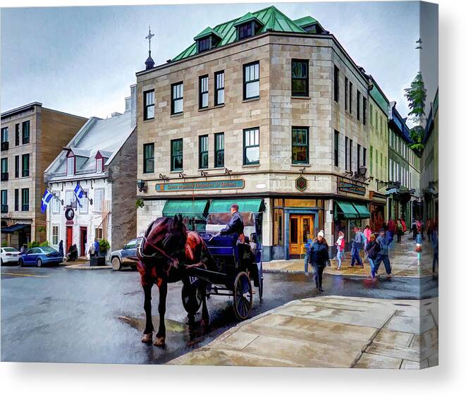 Quebec City Canvas Print featuring the photograph Horse-Drawn Carriage by David Thompsen