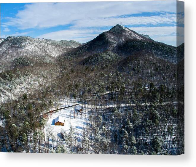 Lake Canvas Print featuring the photograph House in the Mountains by Star City SkyCams