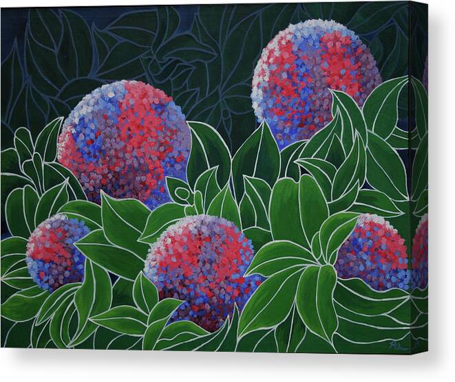 Hydrangea Canvas Print featuring the painting Hydrangea Grandiflora by Paul Amaranto