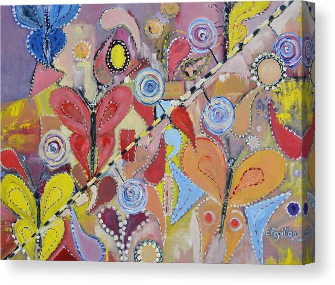 Butterflies Canvas Print featuring the painting Imagination Land by Evelina Popilian
