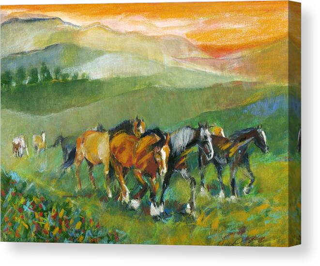Mary Ogden Armstrong Paintings Canvas Print featuring the painting In the field by Mary Armstrong