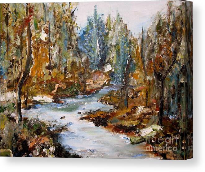 Landscape Canvas Print featuring the painting In the woods by Jodie Marie Anne Richardson Traugott     aka jm-ART