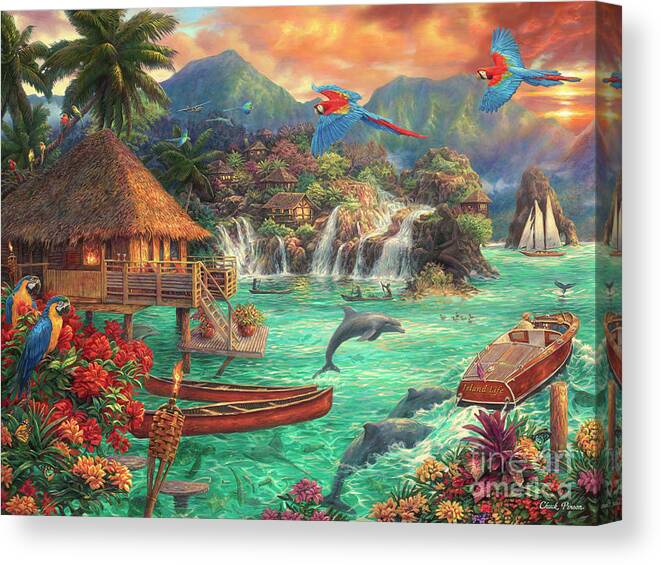 Tropical Paradise Canvas Print featuring the painting Island Life by Chuck Pinson