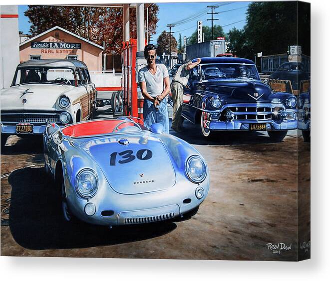 Hot Rod Canvas Print featuring the painting James Dean by Ruben Duran