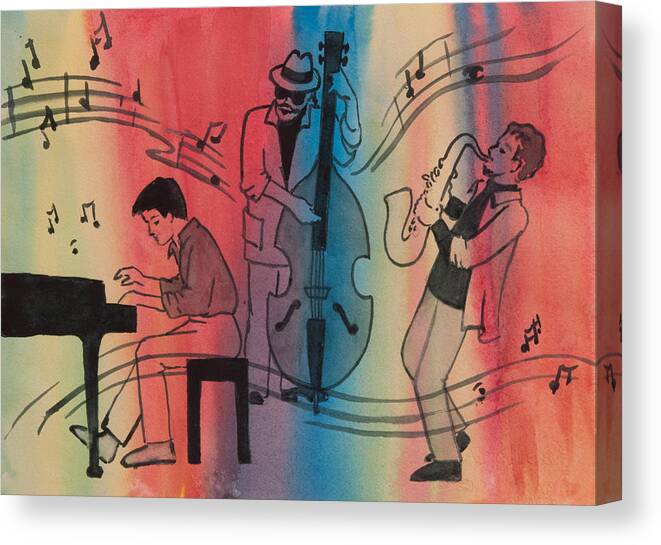 Figurative Canvas Print featuring the painting Jazz Trio II by Heidi E Nelson