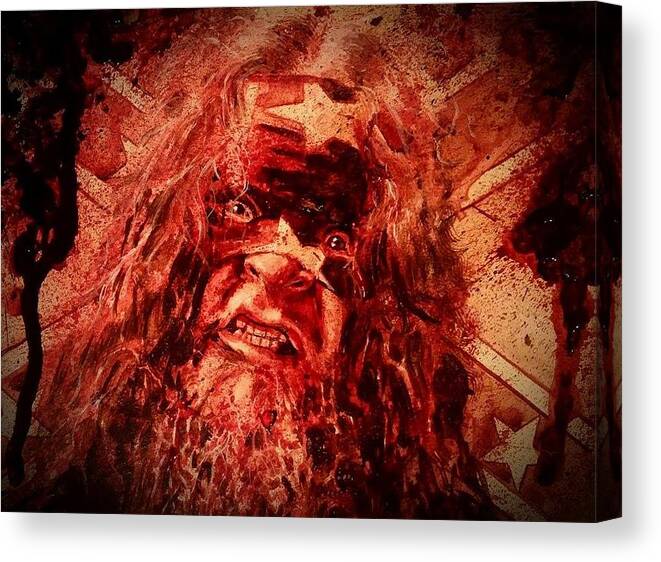Ryan Almighty Canvas Print featuring the painting Jeff Clayton -fresh blood by Ryan Almighty