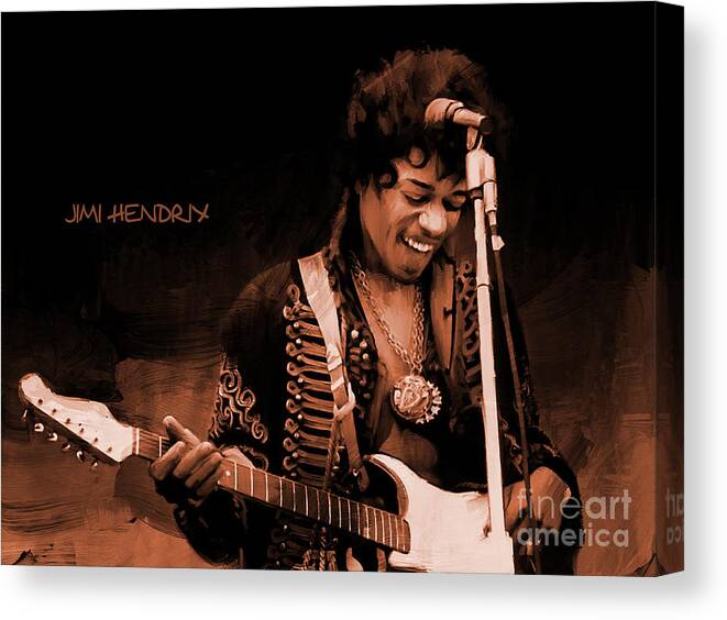 Jimi Hendrix Canvas Print featuring the painting Jimi Hendrix 02 by Gull G