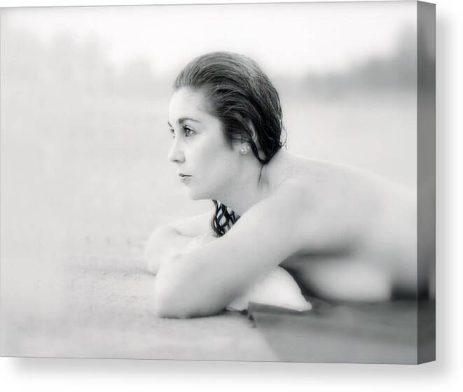 Woman Canvas Print featuring the photograph Joanie - At The Beach by DArcy Evans