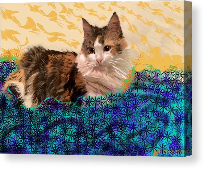Cat Canvas Print featuring the painting Jooniper by Angela Weddle
