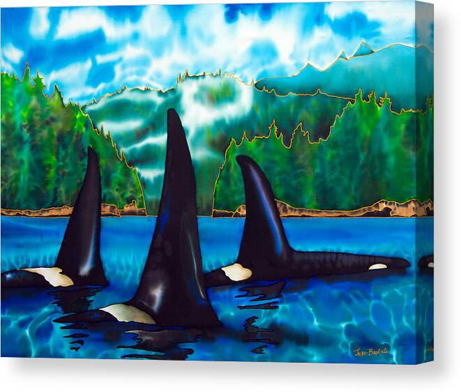  Orca Canvas Print featuring the painting Killer Whales by Daniel Jean-Baptiste