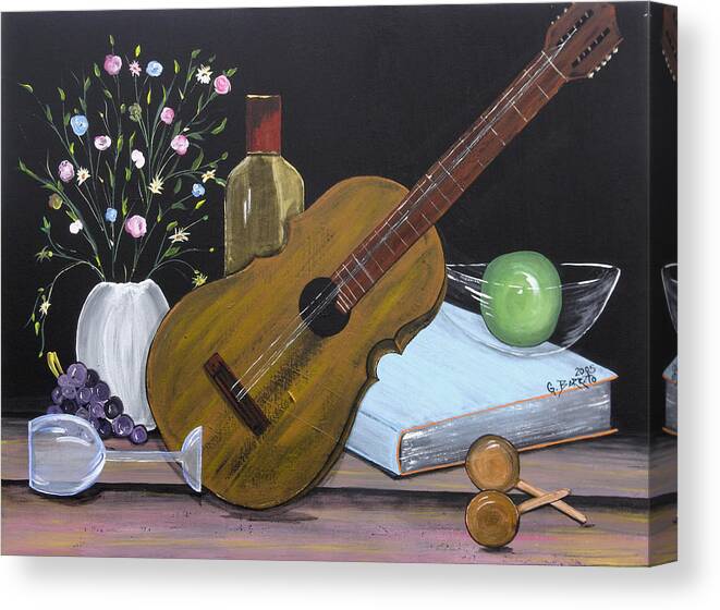 Cuatro Canvas Print featuring the painting La Musica Por Dentro by Gloria E Barreto-Rodriguez